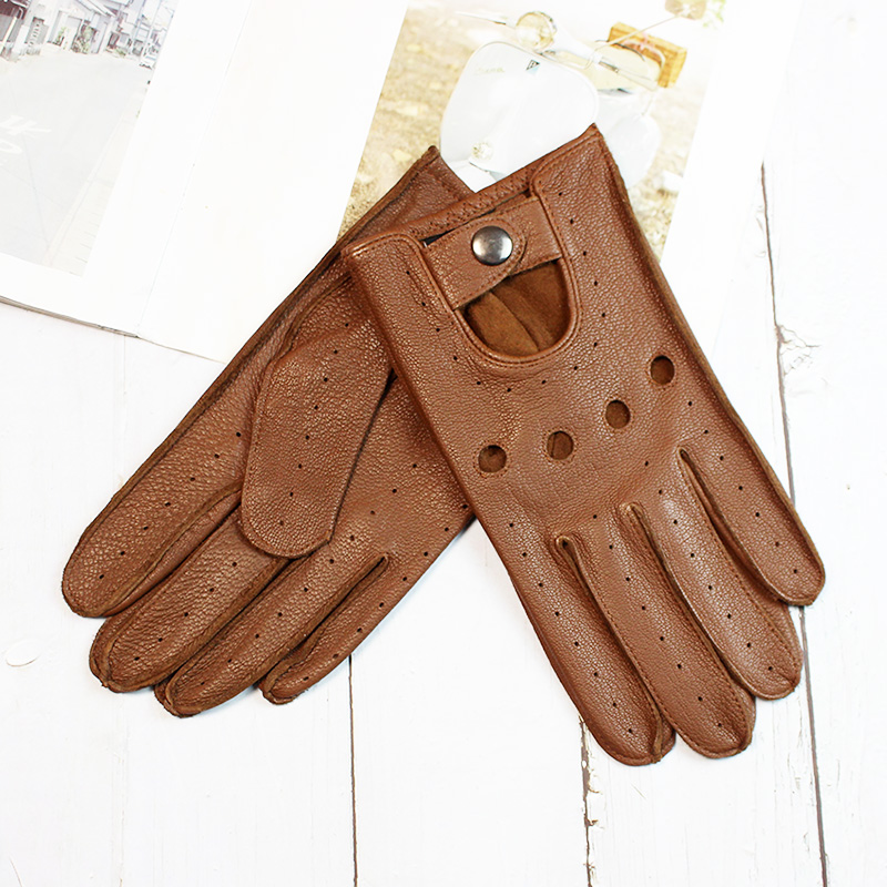 Leather Driving Glove - 여름 운전 Deerskin 전체 손가락 가죽