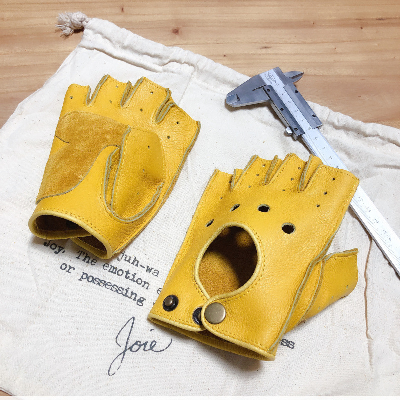 오토바이 레트로 기관차 스타일 소가죽 하프 핑거 남성용 - Leather Driving Glove 리뷰 및 가격