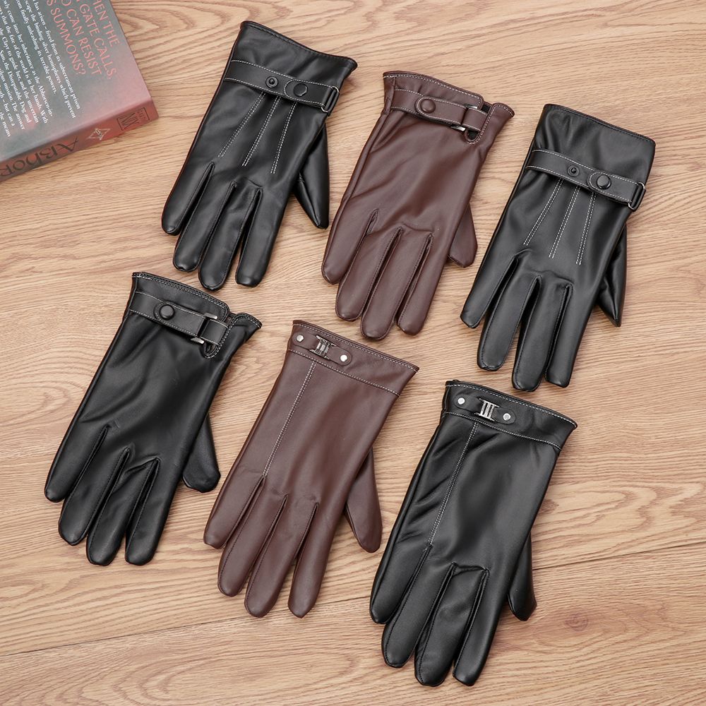 남성용 양털 열 가죽 장갑, 따뜻한 터치 스크린 방풍  - Leather Driving Glove 리뷰 및 가격